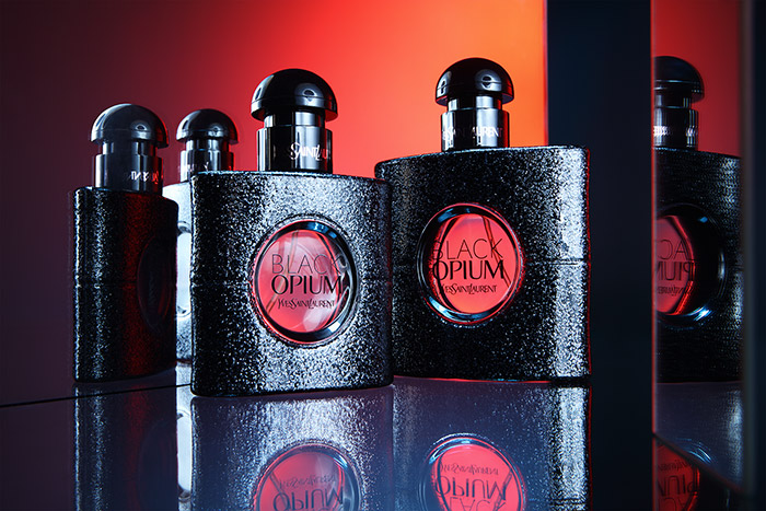 YSL Black Opium perfume product photography