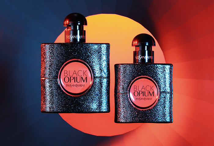 YSL Black Opium perfume product photography