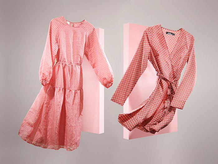 Fashion trend article missguided and H&M pink dresses photography