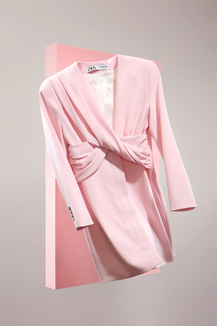 Fashion trend article Zara pink dresses photography
